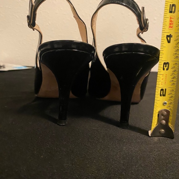 Jon Josef Black Patent Leather Slingbacks with Silver Metallic Snake Toe - Picture 8 of 8